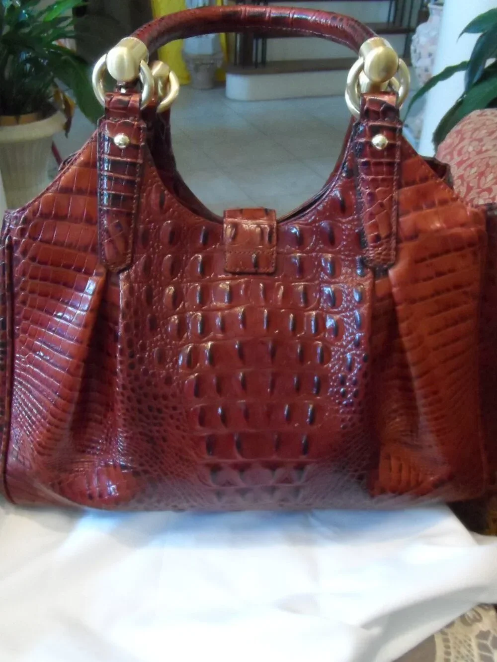 New Brahmin Elisa Pecan Melbourne Leather Handbag